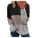 KISSMODA Women's Long Sleeve Sweatshirts Color Blo