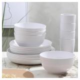 16 Piece Dinnerware Sets, Stackable White Plates A