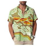 KYKU Men Hawaiian Button Shirts: Beach Short Sleev