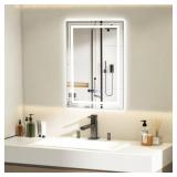 70x50cm LED Bathroom Mirror with Anti-Fog, 3 Color