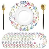 50Pcs Floral Round Paper Placemats,13.4 Inch Wildf