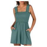 Caracilia Women's Summer Casual Smocked Rompers Sq