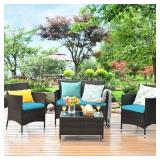 $254 Costway 4PCS Rattan Patio Cushioned Sofa Chai