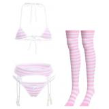 ABAFIP Women Cute Kawaii Anime Lingerie set Halter