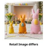 Lanpn 2PCS Flocked Bunny Figurines with Easter Egg