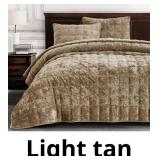 $173 Chezmoi Collection Piers Tan Velvet Quilt Que