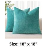 decorUhome Chenille Turquoise Throw Pillow Covers