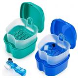 2 Pack Color Retainer Cleaner Case Denture Cups fo