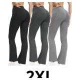 3 Packs Women's Flare Leggings with Pockets, Soft