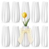 10 Pcs Plastic White Flower Vases Bulk Unbreakable