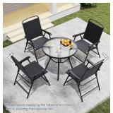 BABOOM Outdoor Patio Dining Set 6 -Piece Black Ste
