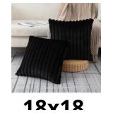 ZLINA Set of 2 Black Faux Fur Decorative Throw Pil