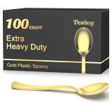 100 Count Heavy Duty Gold Plastic Spoons Disposabl