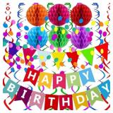 Fecedy Happy Birthday Banner With Colorful Paper F