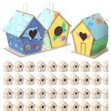 DoubleFill 24 Pack 4.33' Wooden Bird House Craft K