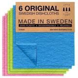 SUPERSCANDI 6 Pack Swedish Dish Cloths for Kitchen