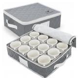Mug Storage Box with Lid   12 Compartment Cup Orga