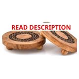 Pedestals Acacia Wood Round Vintage Display Stand,