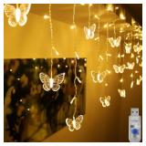 Butterfly Curtain Lights, 4.9ft 48 LED USB Window