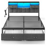 $250 Rolanstar Bed Frame King Size with Drawers an