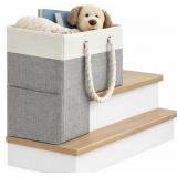 Collapsible Fabric Storage Bin with Rope Handles,