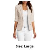 Mina Self Womens Summer Linen Blazer 2024 3/4 Slee
