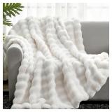Cozy Bliss Faux Fur Throw Blanket for Couch, Fuzzy