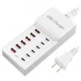 USB Charging Station, 12 Ports USB C Charger, 50W/