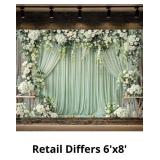 10X8ft Green Wedding Flower Wall Backdrop White Ro