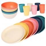 18pcs Wheat Straw Dinnerware Sets, Unbreakable dis