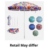 LOTTAFUN 6ft Beach Umbrella - Heavy Duty Wind Resi