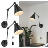 $125 LIROUVET Plug in Wall Sconces Set of Two, Adj