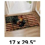 Patriotic Rooster Indoor Door Mat, 17x29.5 Inch, F