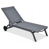 $146 Patio Chaise Lounges Aluminum Recliner W/Adju