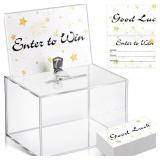 Beeveer 1 Pcs Acrylic Raffle Box with Lock 200 Pcs
