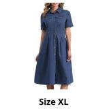 Allegra K Denim Dress for Women's A-Line Button Up