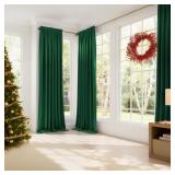 NICETOWN Extra Long Green Velvet Curtains for Slid