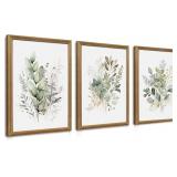WRFON Watercolor Botanical Wall Art Set of 3 Boho