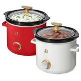 $177 Beautiful 2 Pack Slow Cooker Crock Set- 2 Qua