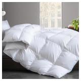 $250 White Feather & Down Fiber Cotton Comforter Q