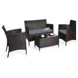 $223 COSTWAY 4PCS Rattan Patio Furniture Set, Outd