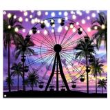 $172 10x8ft Summer Seaside Ferris Wheel Backdrop S