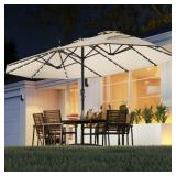 445 cm Extra-Large Patio Umbrella with LED Solar L