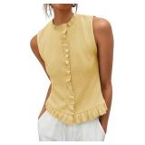 Saodimallsu Womens Sleeveless Sweater Vest Ruffle