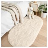 OLANLY 2.6x5.3 Fluffy Soft Oval Rugs for Bedrooms
