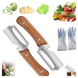 2 Pack Dual Blade Wooden Handle Vegetable Peeler T