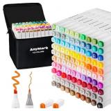 AnyMark 100 Colors Alcohol Markers Chisel & Fine D