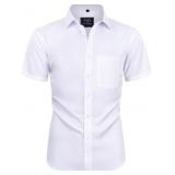 Mens Short Sleeve Dress Shirts Wrinkle Free Button