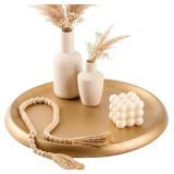 DN Decoration 14 Inch Large Gold Decorative Tray,
