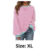BTFBM Sweatshirt for Women Oversized Striped Long